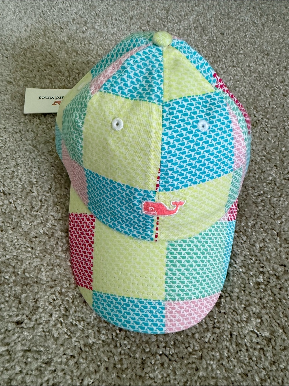 Vineyard Vines Women’s Pastel Patchwork Whale Baseball Hat NWT